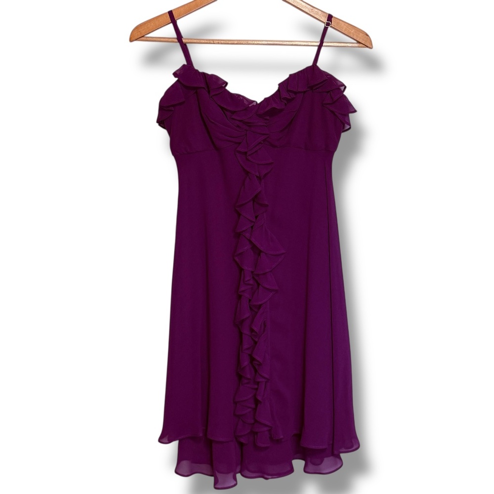 Donna Ricco 100% Silk Sleeveless Cocktail‎ Dress Size 2P Plum Event Bridesmaid